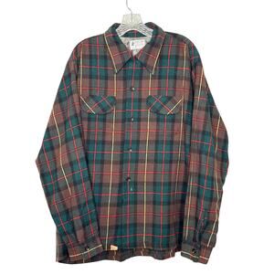 Vintage 60's Macy’s Supre-Macy Wool Blend Plaid Flannel Shirt XL USA